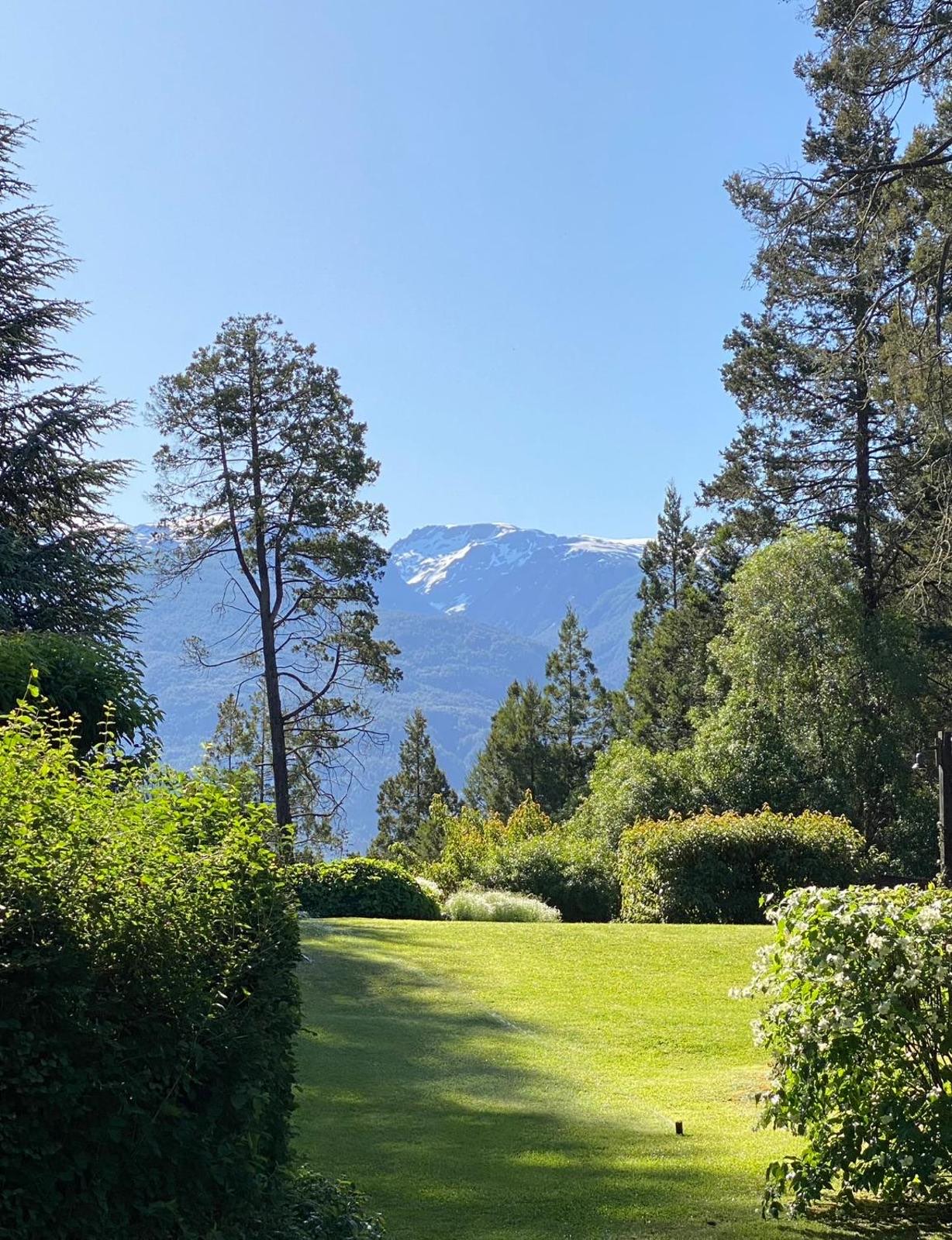 El parque con la cordillera de fondo